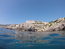 View of the Ciolo canyon from the Adriatic Sea