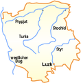 The Styr River on the map of Volyn Oblast