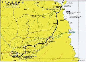 map of Wau area, showing route taken by the Japanese from the coast to Wau