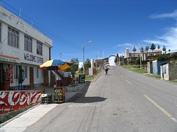 Street in Yunguyo leading to the border crossing to Bolivia