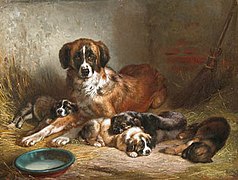 Bernese Mountain Dog and Her Pups (1862)