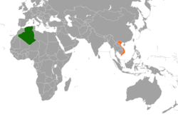Map indicating locations of Algeria and Vietnam