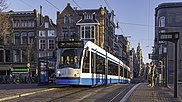 A Siemens Combino tram in Amsterdam (Line 2).