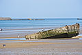 Remains of the Mulberry harbour on the beach