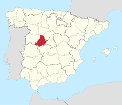 Map of Spain with Ávila highlighted