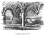 The chapter house as seen in 1858. Internal view from the east end.