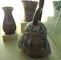 Peruvian Moche civilization. Head-shaped ceramic vessel, c. 100 BC–800 AD