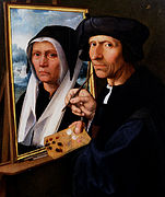 Dirck Jacobsz - Jacob Cornelisz. van Oostsanen Painting a Portrait of His Wife - Google Art Project