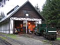 Slowakei:Historische Spitzkehren-Waldbahn – Depot der HLÚŽ im Museum des Kysuce-Dorfes, Vychylovka
