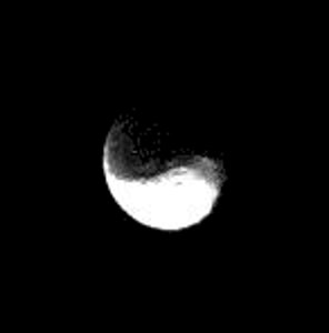 Iapetus seemingly in the shape of the famous Taijitu (also known as the Yin-Yang symbol). This was imaged by Voyager 1 on November 12, 1980.