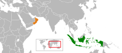 Map indicating locations of Indonesia and Oman