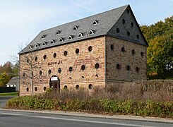 A former tithe barn in Europe in Jesberg, Germany