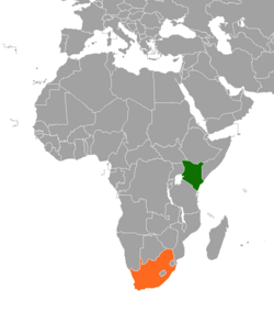 Map indicating locations of Kenya and South Africa