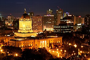 Skyline of Winnipeg at night