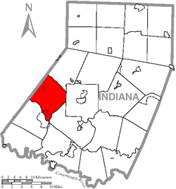 Map of Indiana County, Pennsylvania, highlighting Armstrong Township