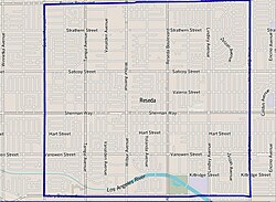 Boundaries of Reseda from an illustration by The Los Angeles Times