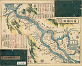 Map of the Yodo-gawa between Osaka and Fushimi (1847) (The North is on the left and Osaka in the lower right corner).