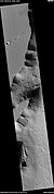 Wide view of mesas with dark slope streaks, as seen by HiRISE under HiWish program