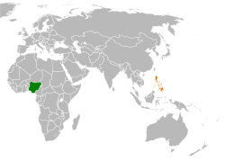 Map indicating locations of Nigeria and Philippines