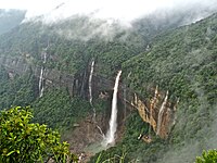 Nohkalikai Falls are located on the edge of the Cherrapunji Plateau and always fed by the rain.