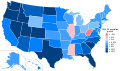 Population growth from 2010 to 2020, by U.S. state. (Originally uploaded by Oogle12; I changed color scheme and added legend.)