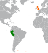 Location map for Peru and the United Kingdom.