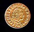 Half escudo gold coin of Philip V, 1743