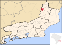 Location of Laje do Muriaé in the state of Rio de Janeiro