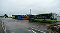 A view of the bus station section of the interchange. Set up in a saw-tooth arrangement, buses arrive forwards and reverse off the stand.