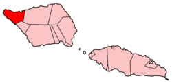 Map of Samoa showing Vaisigano district