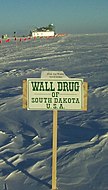 Wall Drug sign in Antarctica – Free Ice Water, 9,333 miles