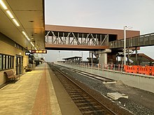 Regional Rail Revival upgrades at Waurn Ponds station near Geelong during construction, April 2022.
