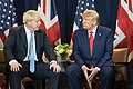 Prime Minister Boris Johnson and President Donald Trump conducting a bilateral meeting in New York City, 2019