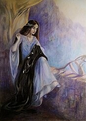 Arwen sewing Aragorn's banner, by Anna Kulisz, 2015