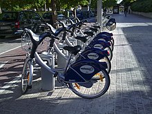 Valenbisi station and bikes in Valencia.