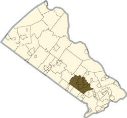 Location of Northampton Township in Bucks County