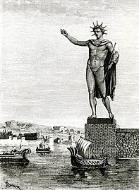The Colossus of Rhodes was one of the Seven Wonders of the Ancient World.