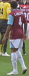 Gabbidon in Aston Villa colours versus Arsenal F.C.