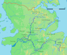 Map of the longest rivers in northern Schleswig-Holstein