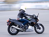 The Kawasaki Ninja 250R lightweight sport bike.