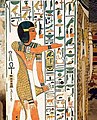 Her-iunmutef (Iunmutef), ('Horus, Pillar of His Mother'), depicted as a priest wearing a leopard-skin over torso in the Tomb of Nefertari, Valley of the Queens