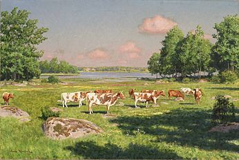 Summer landscape with grazing cattle (1901)