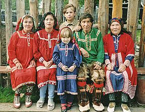 Khanty family at River Ob in the village of Tegi