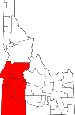 Map of counties included in Southwestern Idaho (highlighted in red).