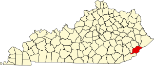 Map of Kentucky highlighting Letcher County