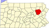 Location of Luzerne County in Pennsylvania