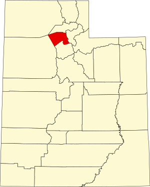 Map of Utah highlighting Davis County