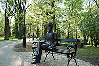 Bolesław Prus sculpture, outside the Museum dedicated to the author in the Małachowski Palace