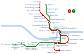 The Norrköping tramway network in 2008