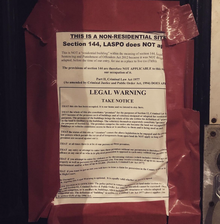 Legal Notice placed by occupiers on the door of Pavillion Parade